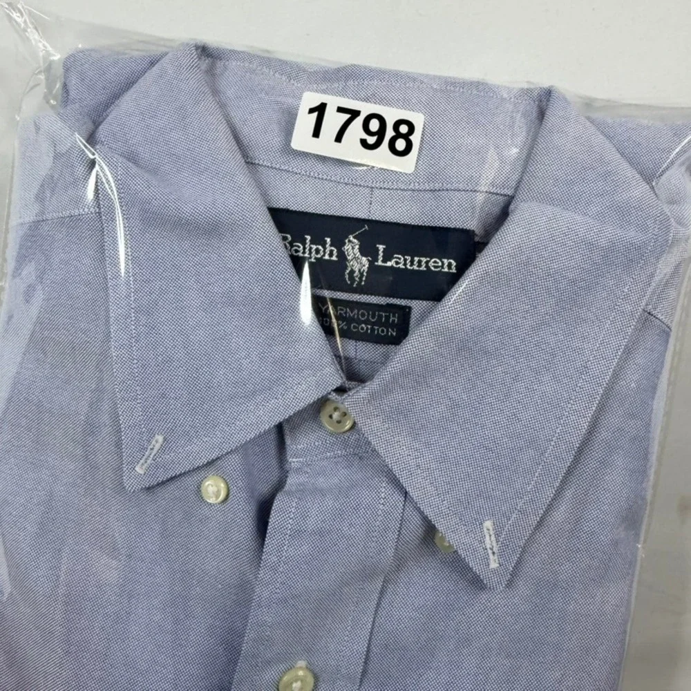 Polo Ralph Lauren Oxford Button Down Mens Large 16.5 Blue Flesh Yarmouth Shirt